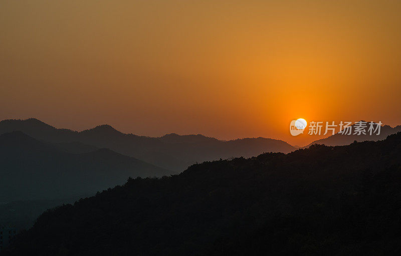 中国杭州的日落
