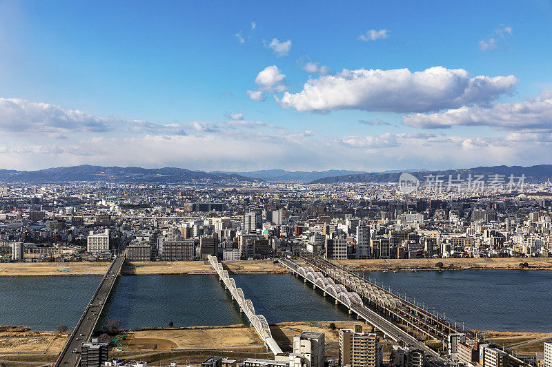 大阪天际线鸟瞰图