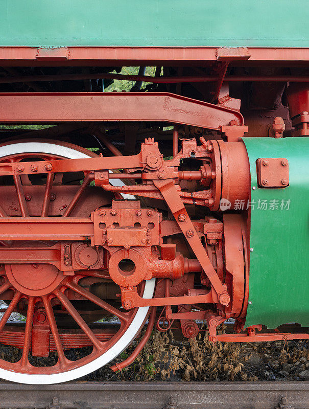 一辆旧蒸汽机车的细节
