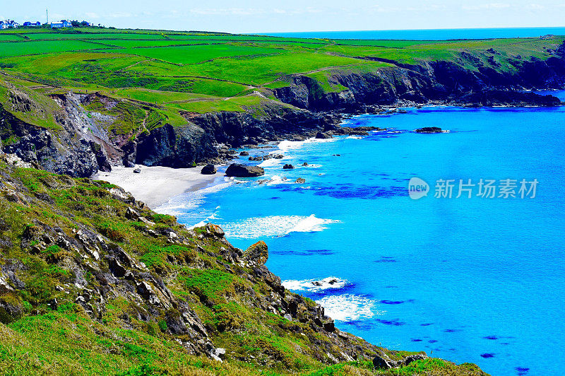 康沃尔海岸线，蜥蜴半岛和穆利翁湾