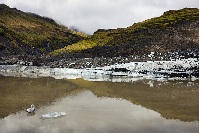 Sólheimajökull冰岛南部的冰川泻湖