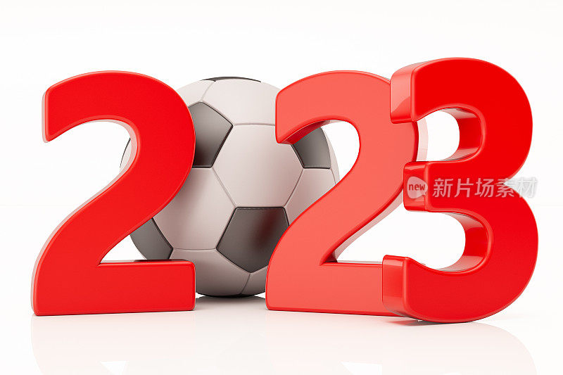 新年足球概念。2023与足球