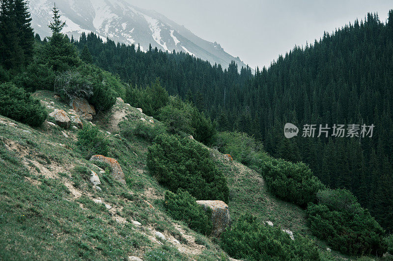 阴雨天气的山谷景色