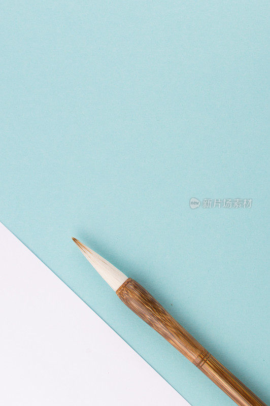 中国传统书写用的毛笔。俯视图