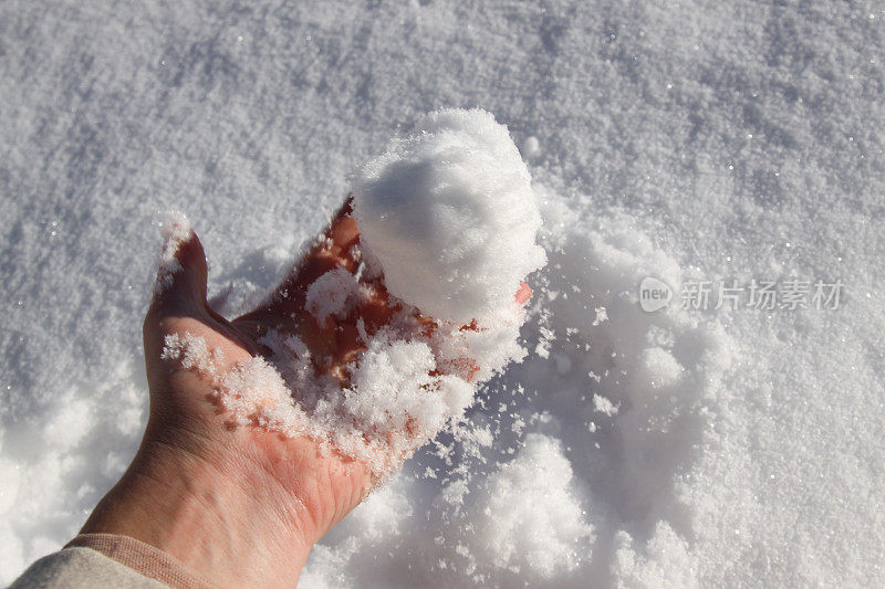 手里拿着雪球