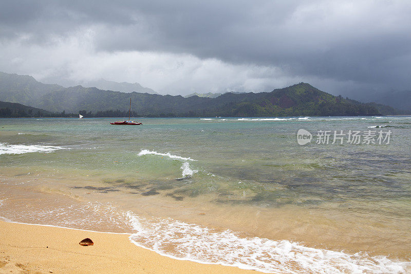 夏威夷考艾岛的海滩