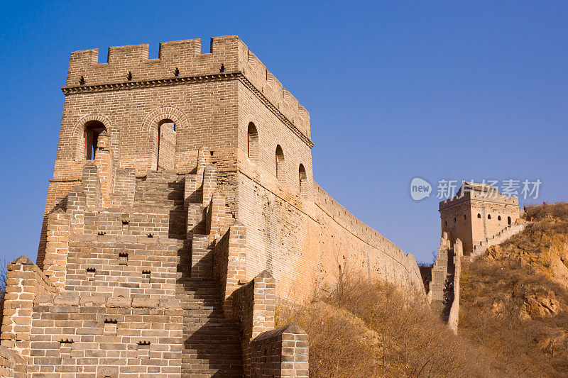 修复长城塔在慕田峪，靠近北京，中国