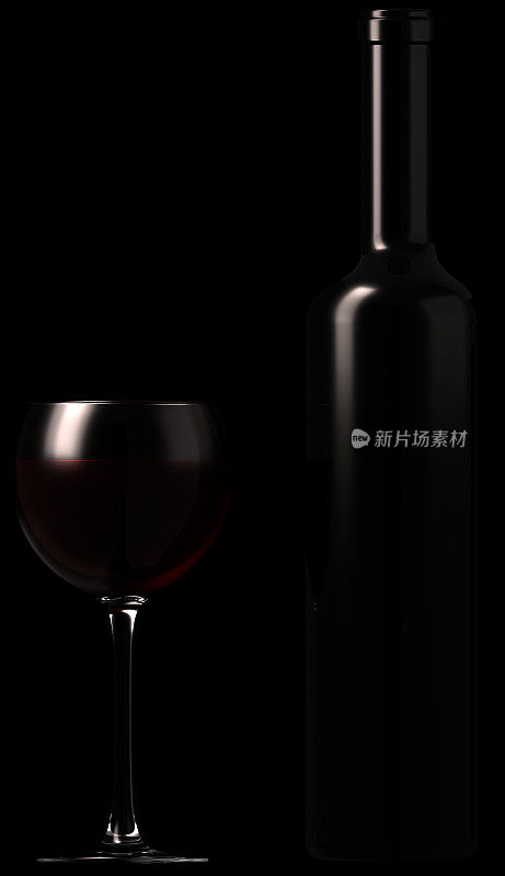 一瓶波尔图葡萄酒和玻璃杯