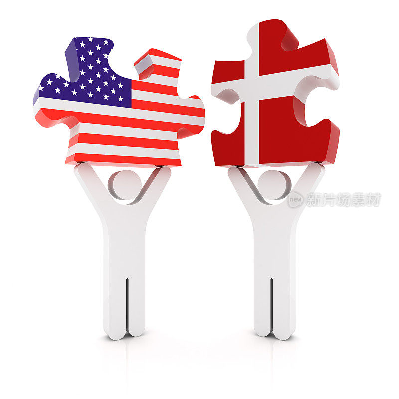 丹麦美国拼图概念