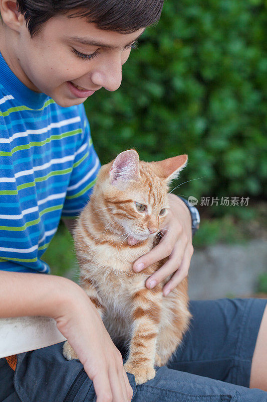 孩子与猫