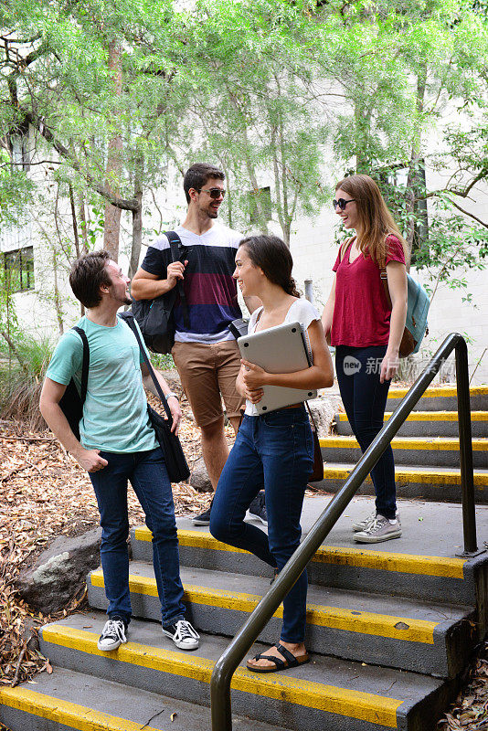 一所大学校园里的四个学生