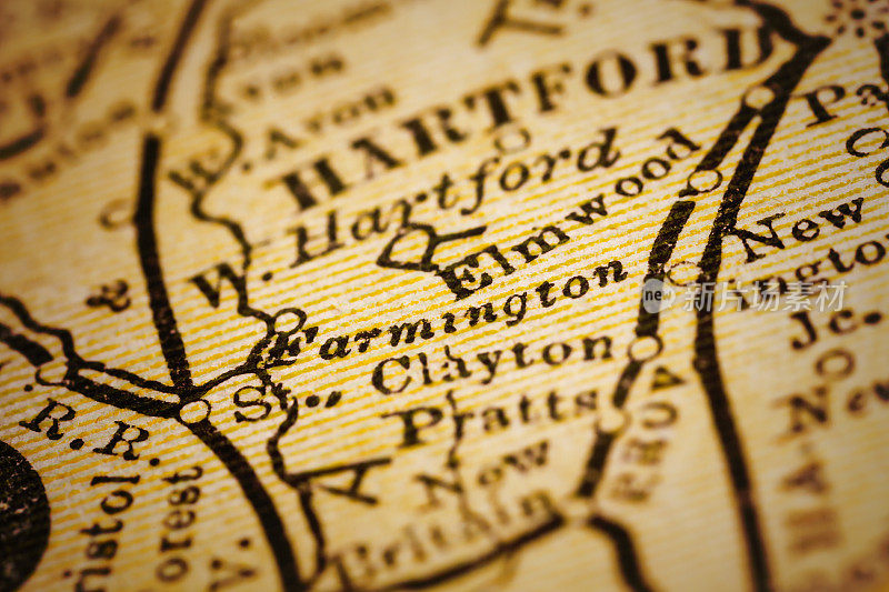 康涅狄格州法明顿的古董地图