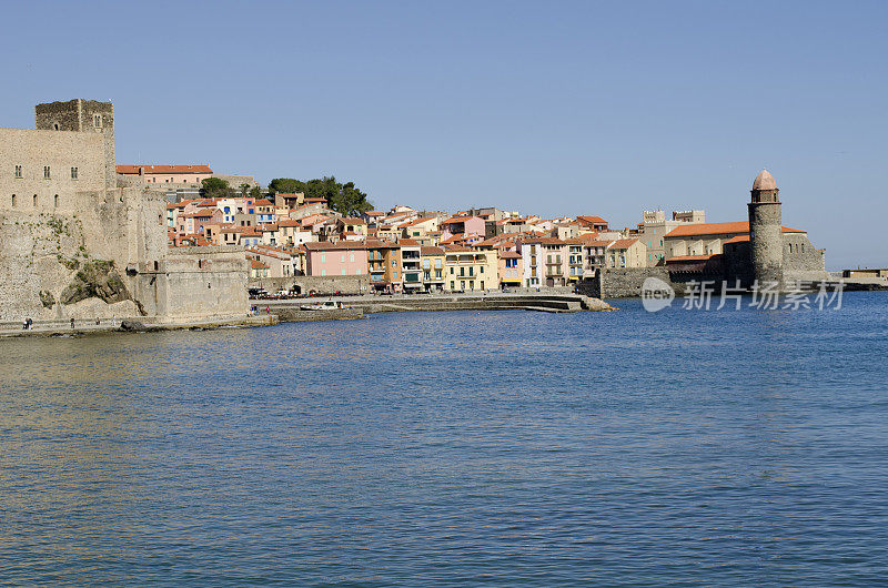 Collioure。朱红色的海岸地区。法国。