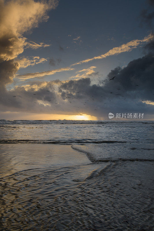 《海滩日落风暴