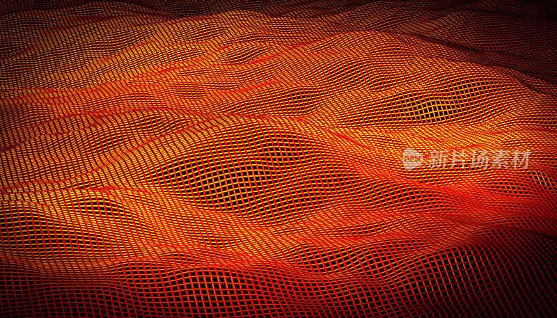 三维渲染的净几何橙色声波