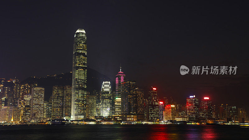 香港城市天际线维多利亚港夜