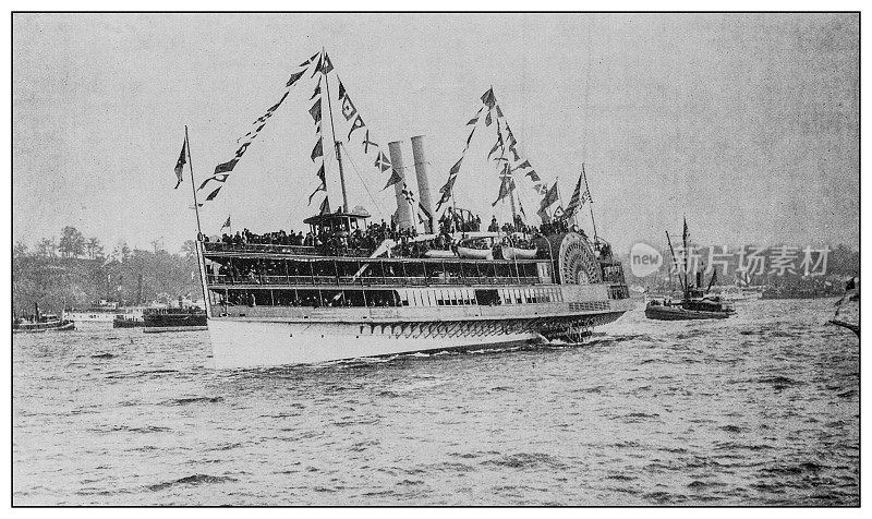 古董黑白照片:哥伦比亚海军阅兵1893