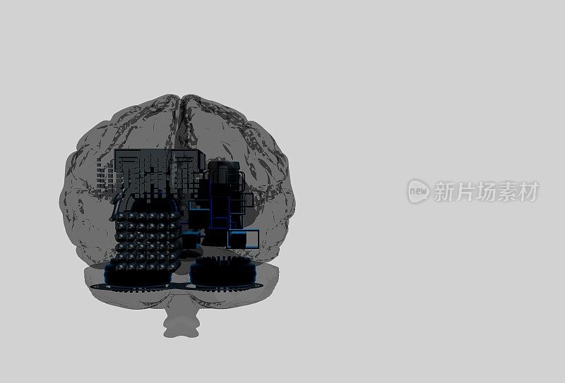 通过人脑3d插图和3d渲染来表现机器学习