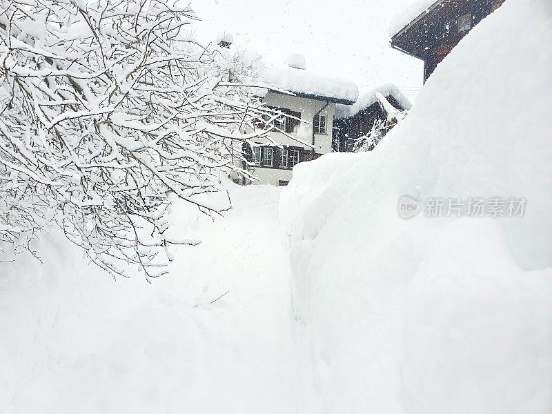 被雪覆盖的村庄