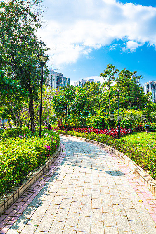 香港天水围公园内的小路