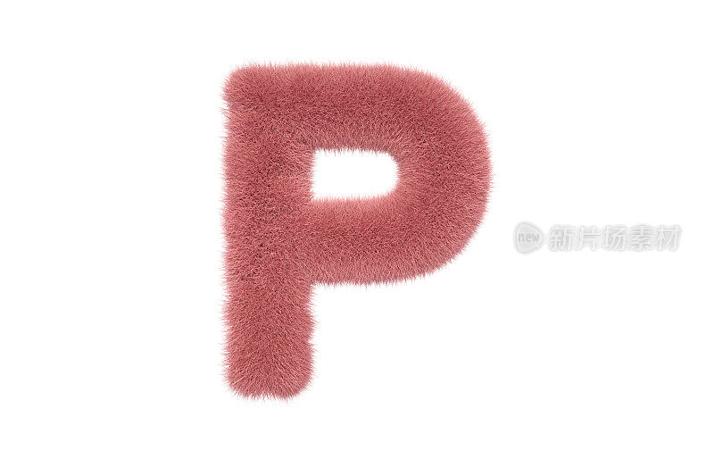 字母P与粉红色毛茸茸的毛皮大写