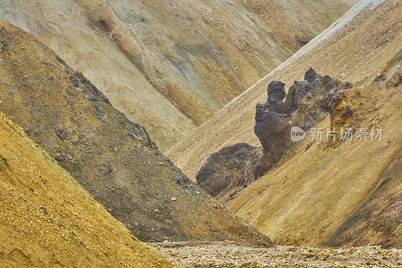 欧洲美丽独特的岛国冰岛的高地上的Landmannalaugar的令人叹为观止的彩色山丘