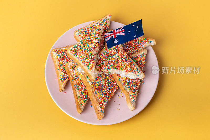 澳大利亚著名的传统美食，黄色背景的仙女面包