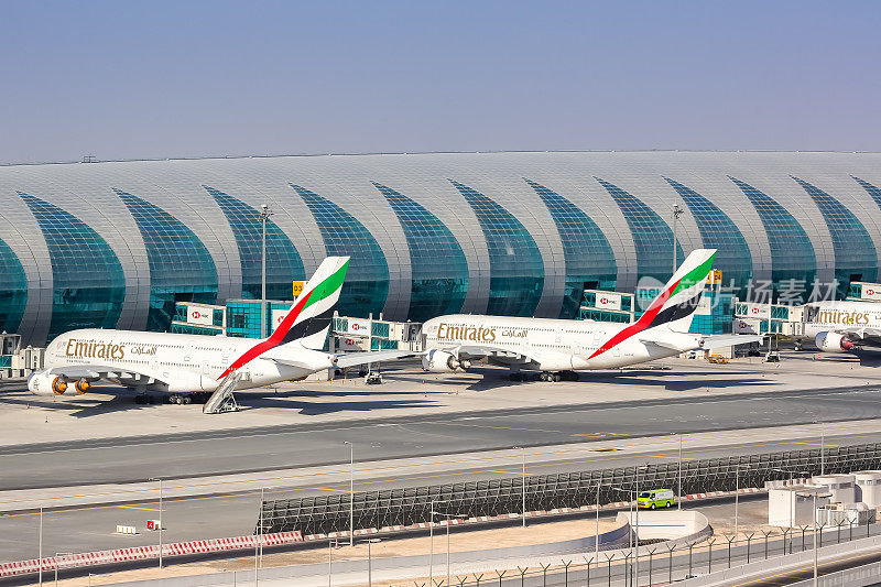 阿联酋空中客车A380飞机在阿拉伯联合酋长国迪拜机场