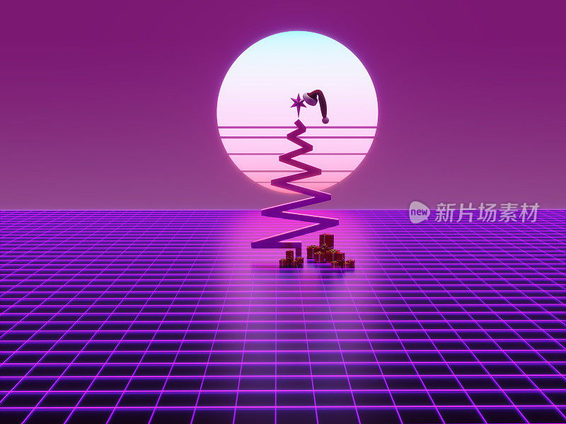 Synthwave复古圣诞背景