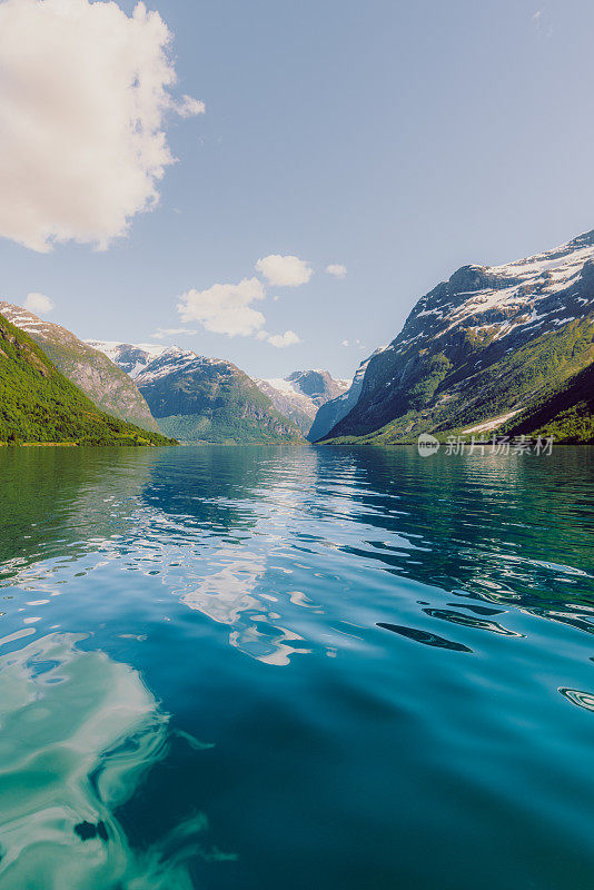 挪威洛瓦特内特湖与山脉的风景