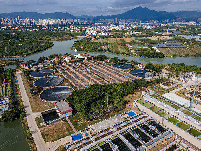 污水处理厂设备鸟瞰图