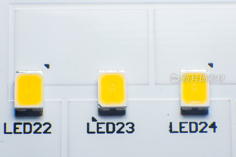 LED灯芯片。LED二极管。LED灯特写。