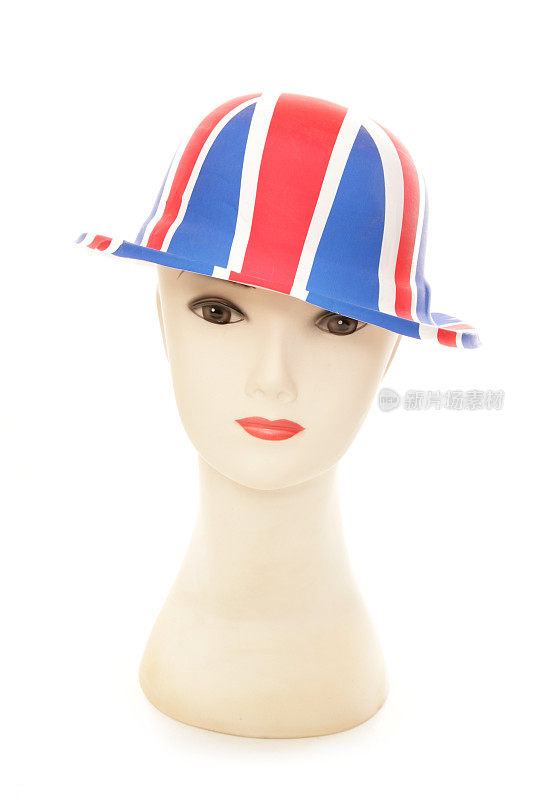 戴着英国国旗礼帽的人体模型