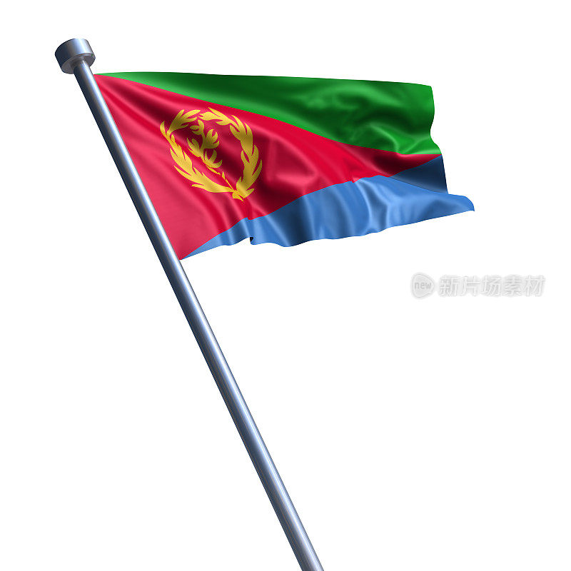 白色的厄立特里亚国旗被孤立