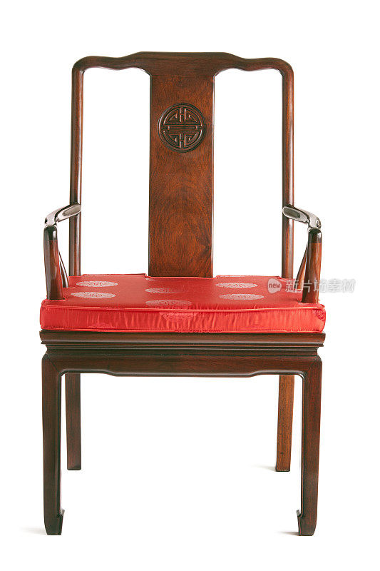 中国红木家具-软垫扶手椅正面对白色