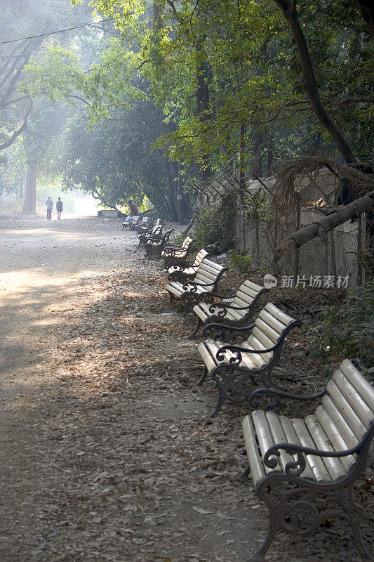 两个人在印度公园晨间散步