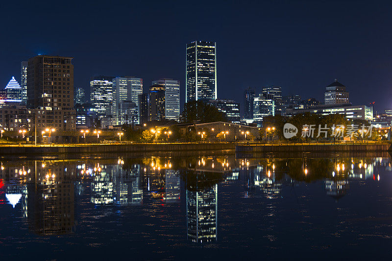 大城市灯光，蒙特利尔，夜晚，城市景观，魁北克，加拿大