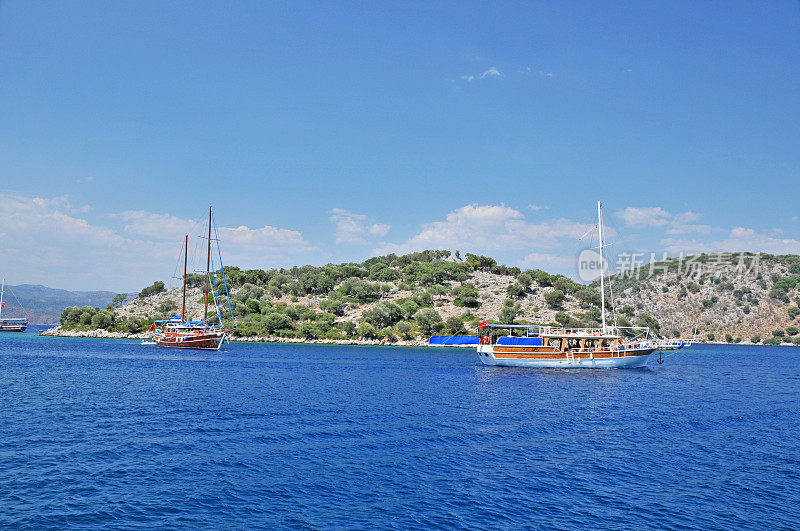 帆船在Gocek,土耳其