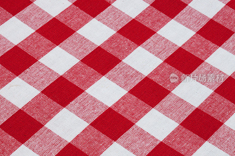 红白方格棉布桌布图案