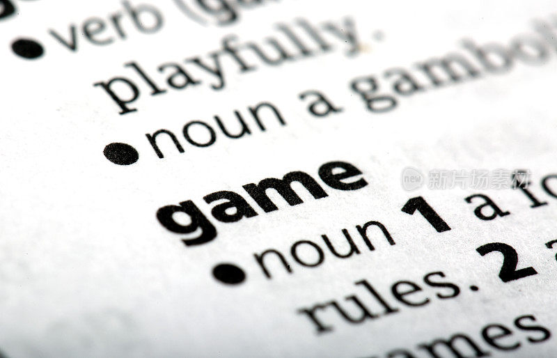 单词游戏印刷和定义在英语词典