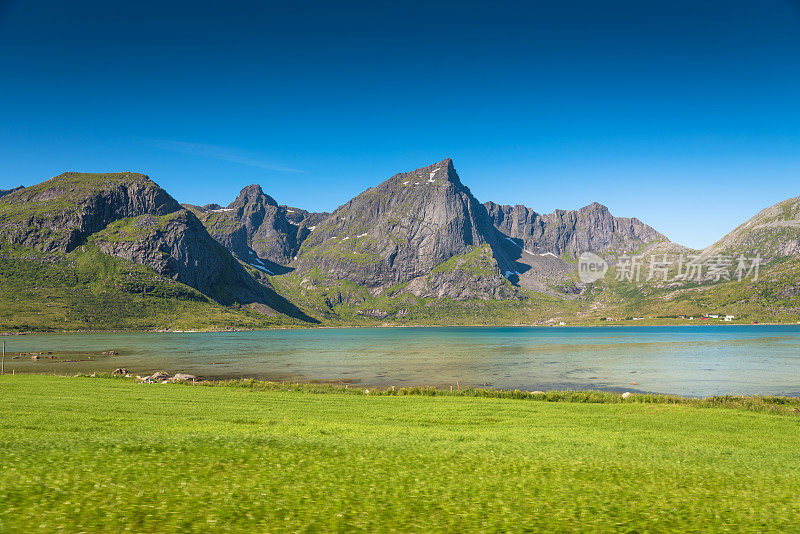 挪威罗浮敦群岛全景，日落美景