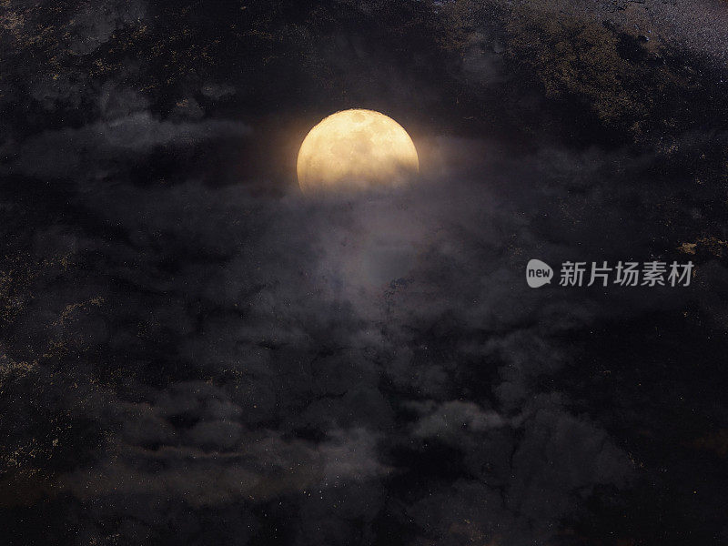 抽象的夜空与满月为万圣节背景。