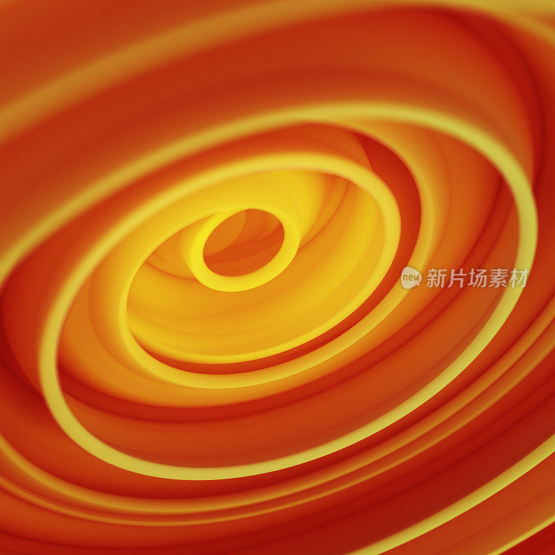 橙色扭曲螺旋形状抽象3D渲染与自由度