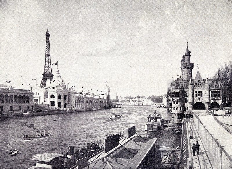 巴黎:1899年的世界博览会，塞纳河和埃菲尔铁塔