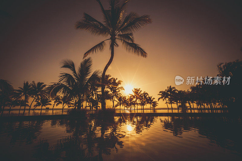 日落，毛里求斯岛，非洲