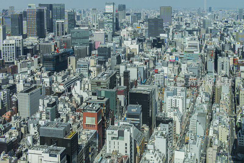 日本东京中央区银座区的鸟瞰图。