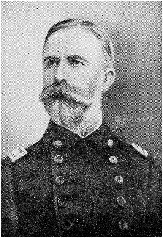 美国陆军黑白照片:海军少将威廉·T·桑普森的肖像