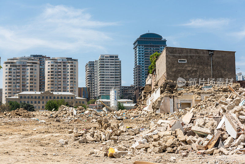 巴库Sovetskaya街附近被拆毁的建筑