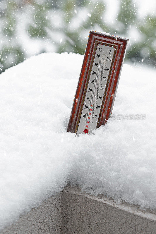 温度计显示有雪