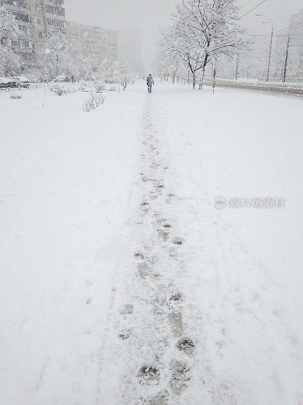 人们在暴风雪中。